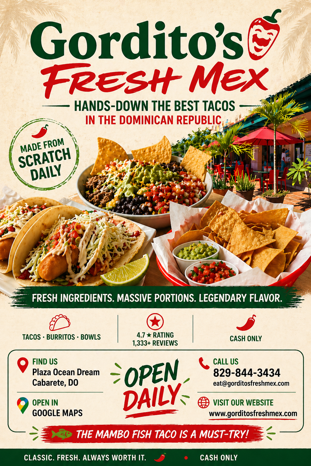 Gordito's Fresh Mex Menu — Cabarete Dominican Republic